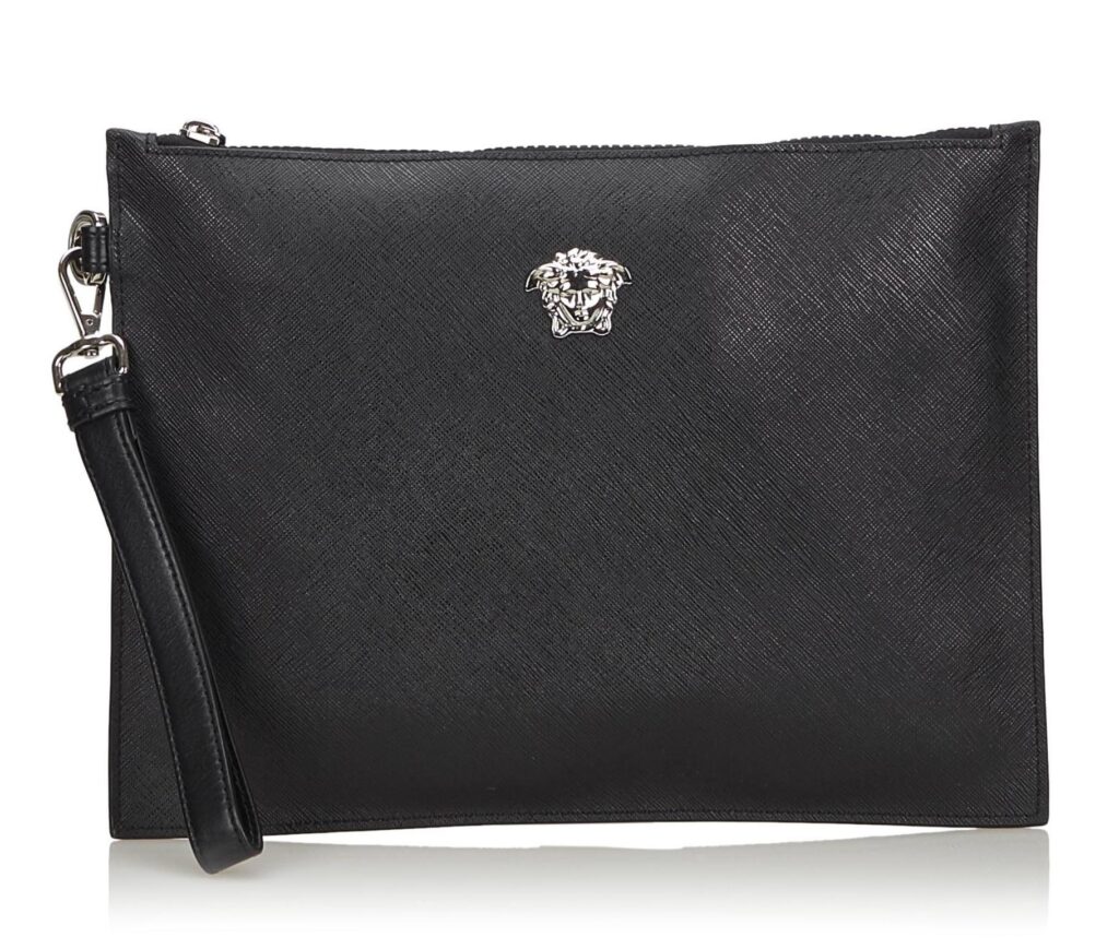 Vintage Black Leather Bag by Versace